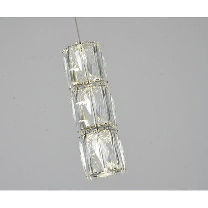3-Light Chrome LED Pendant With Clear Crystals