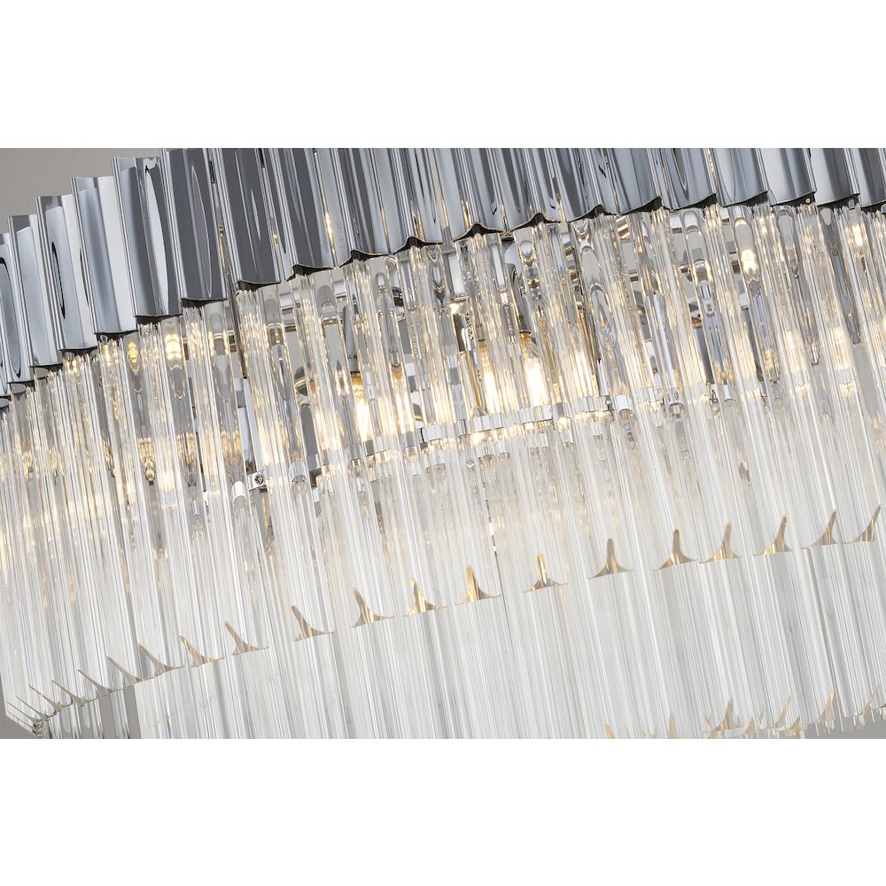 12-Light Chrome Chandelier With Clear Crystals