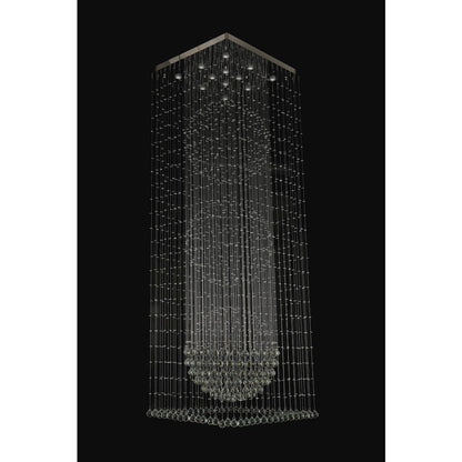 12-Light Chrome Chandelier With Clear Hanging Crystals And Beads