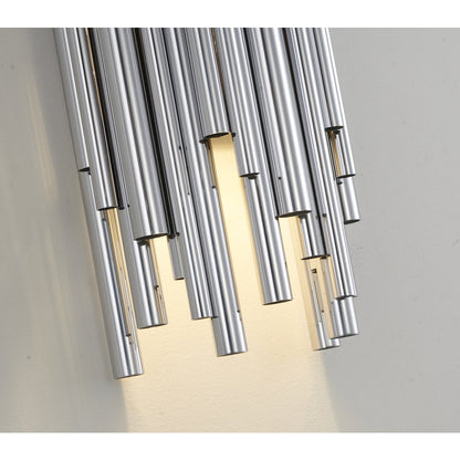 2-Light Shiny Nickel Rod Stainless Steel Wall Sconce