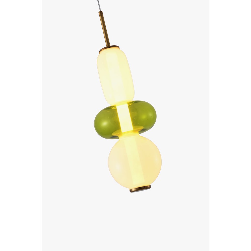 1-Light Gold LED Single Pendant With A Multi-color glass shade