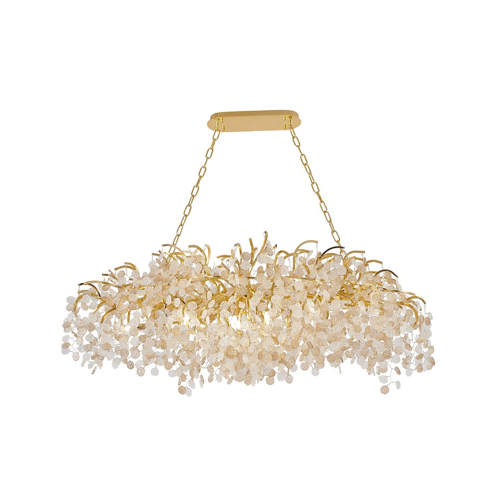 16-Light Gold Aluminum Chandelier With Clear Glass Petals