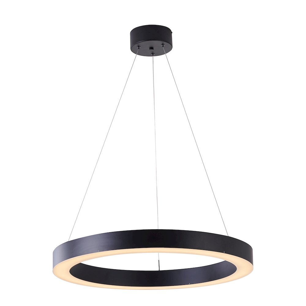 1-Light Matte Black LED Halo Ring Chandelier