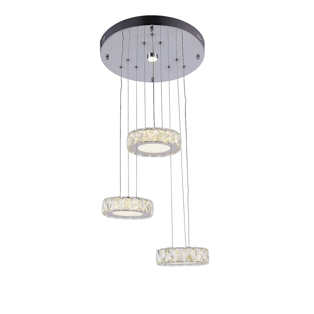 4-Light Chrome LED Chandelier With Clear Crystals