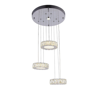 4-Light Chrome LED Chandelier With Clear Crystals