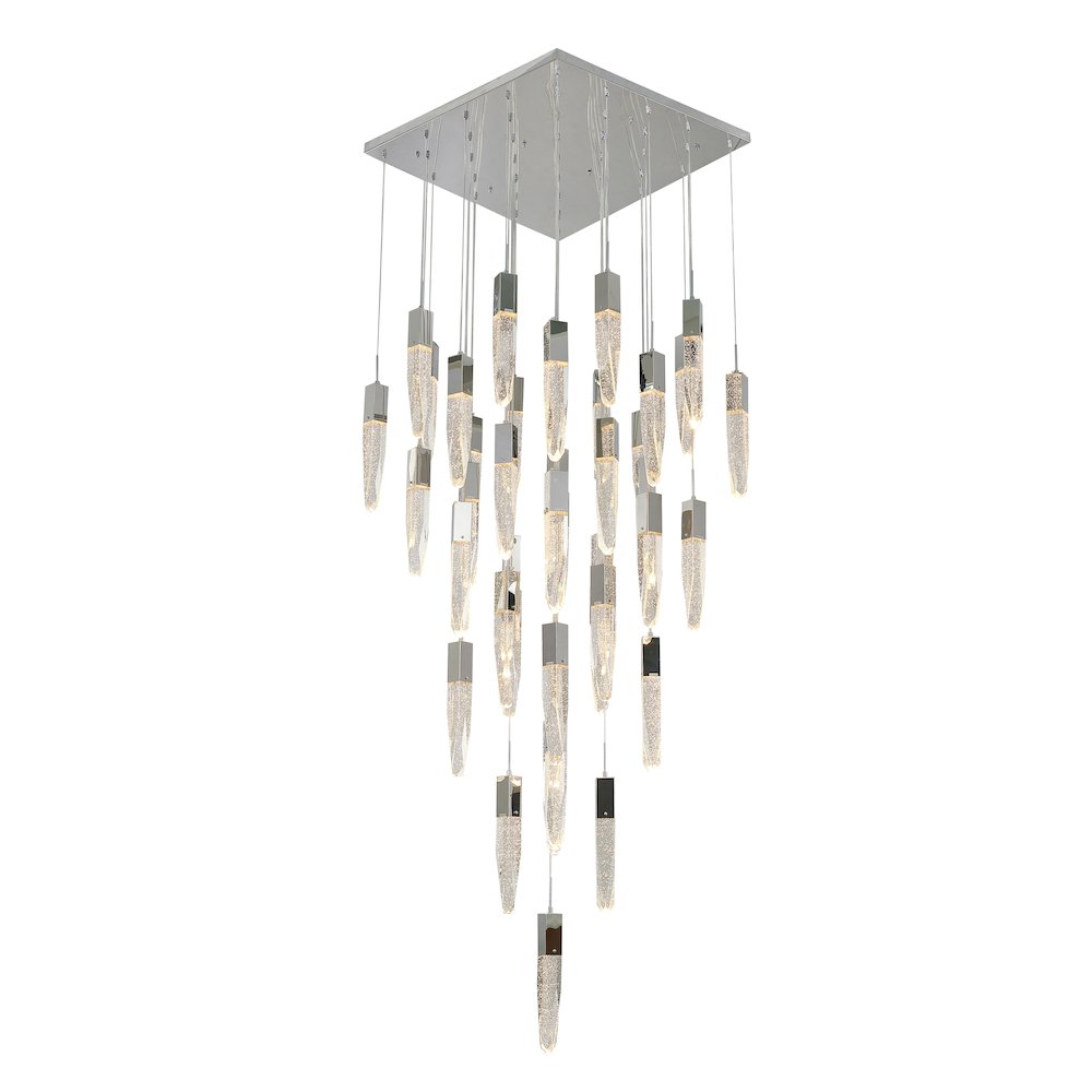 41-Light Chrome Chandelier With A Clear iceberg bubble Crystal