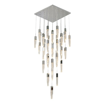 41-Light Chrome Chandelier With A Clear iceberg bubble Crystal