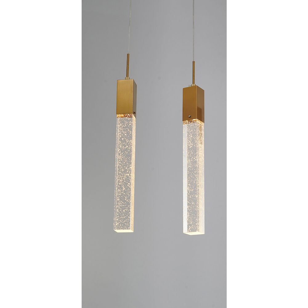 3-Light Gold Island Lighting With A Clear Bubble Crystal