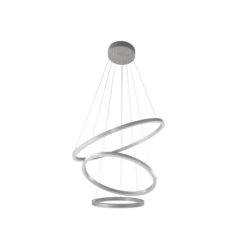 3-Light Chrome Dimmable LED Chandelier With Halo Rings