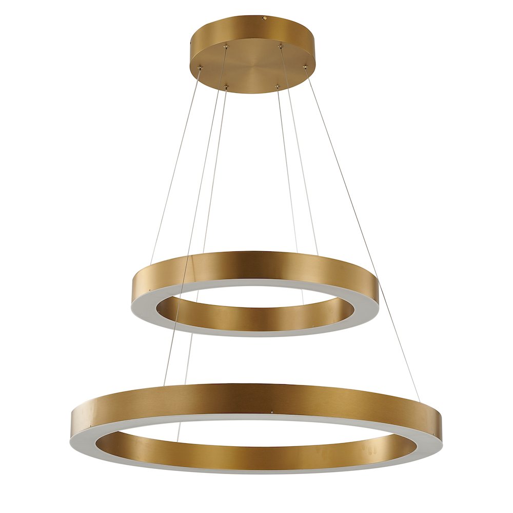 2-Light Gold Stainless Steel LED Chandelier