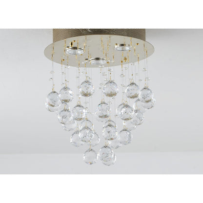 3-Light Gold Flush Mount With Clear Crystals