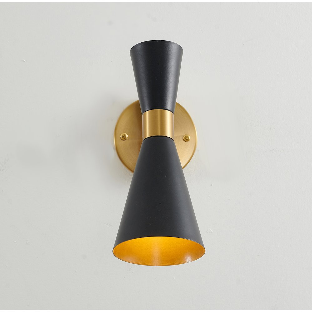 1-Light Gold And Black Wall Sconce With A Shade