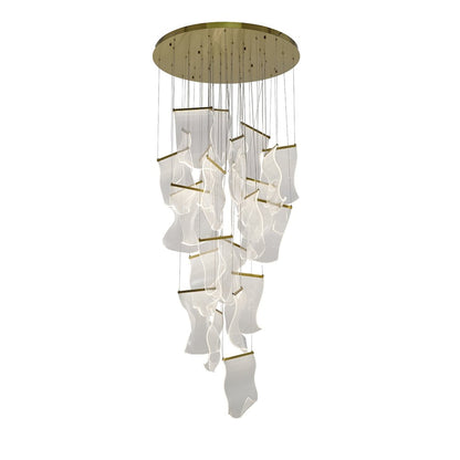 24-Light Brass Chandelier With Acrylic Crumbled Sheet Pendants