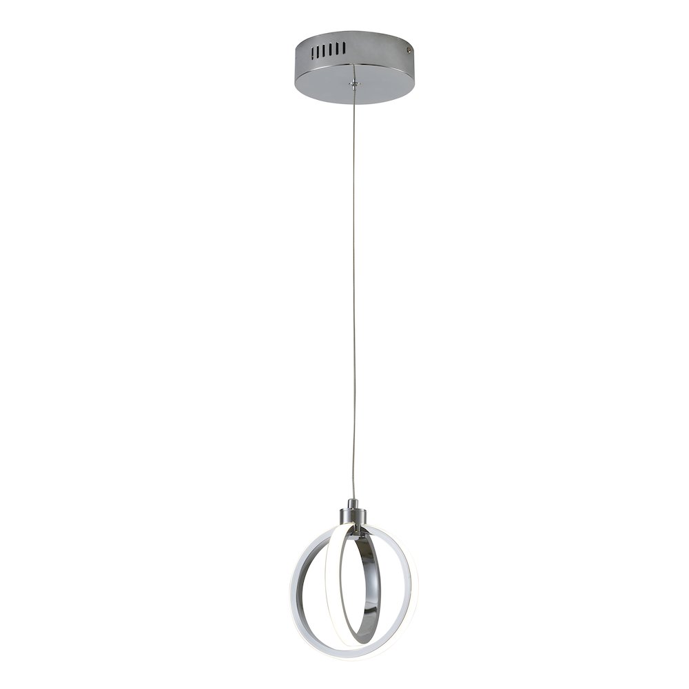 2-Light Chrome LED Pendant With White Acrylic Diffuser