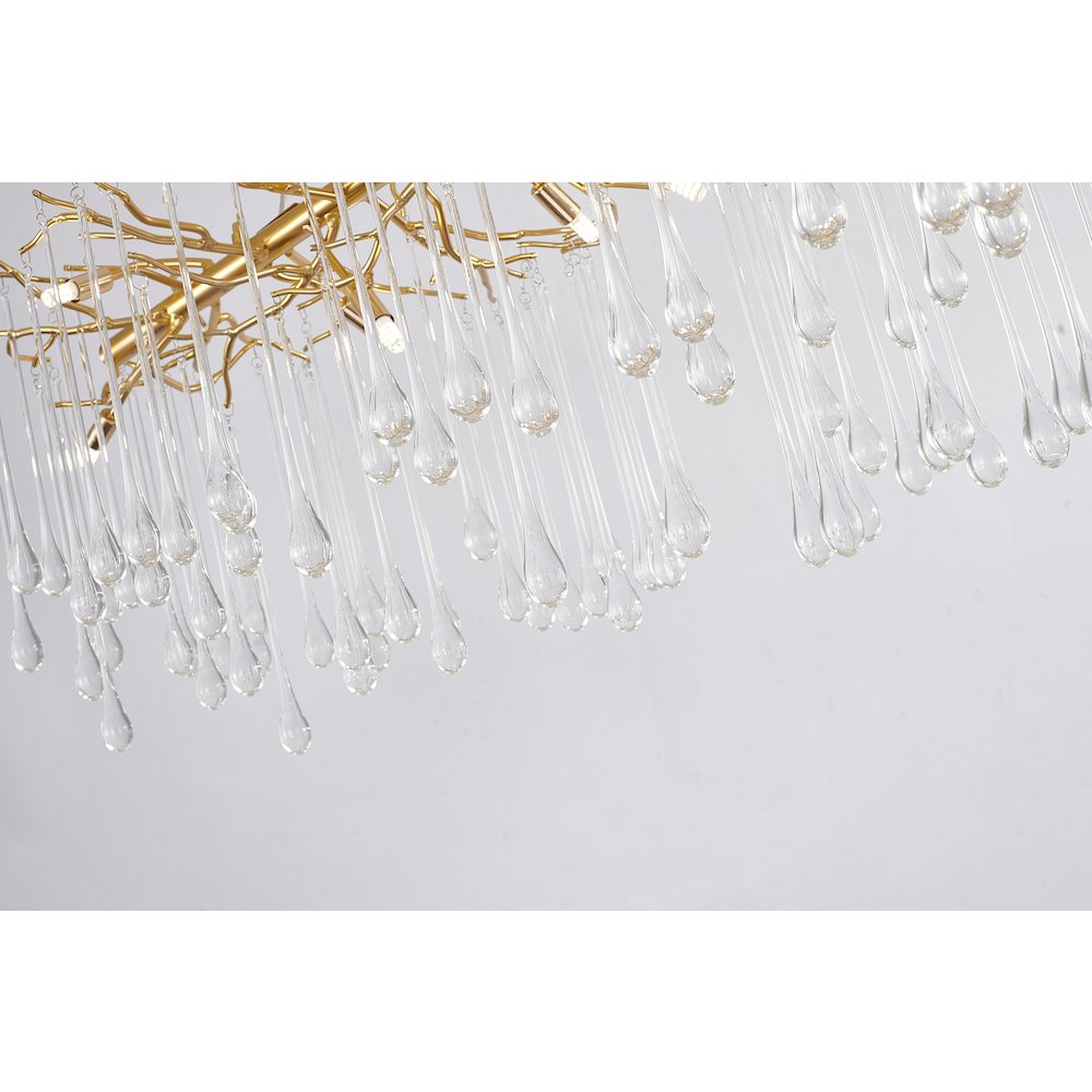12-Light Gold Aluminum Chandelier With Clear Glass Drops
