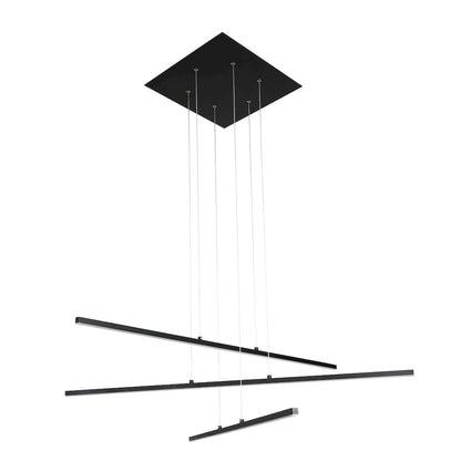 3-Light Matte Black Metal LED Chandelier With Selectable LED Color Temperature
