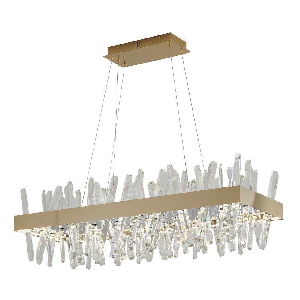 4-Light Gold LED Chandelier With Clear Crystals