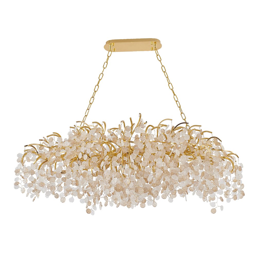 16-Light Gold Aluminum Chandelier With Clear Glass Petals
