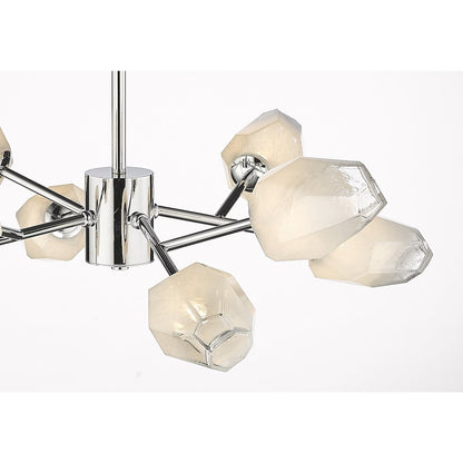8-Light Chrome Chandelier With White Glass Shades