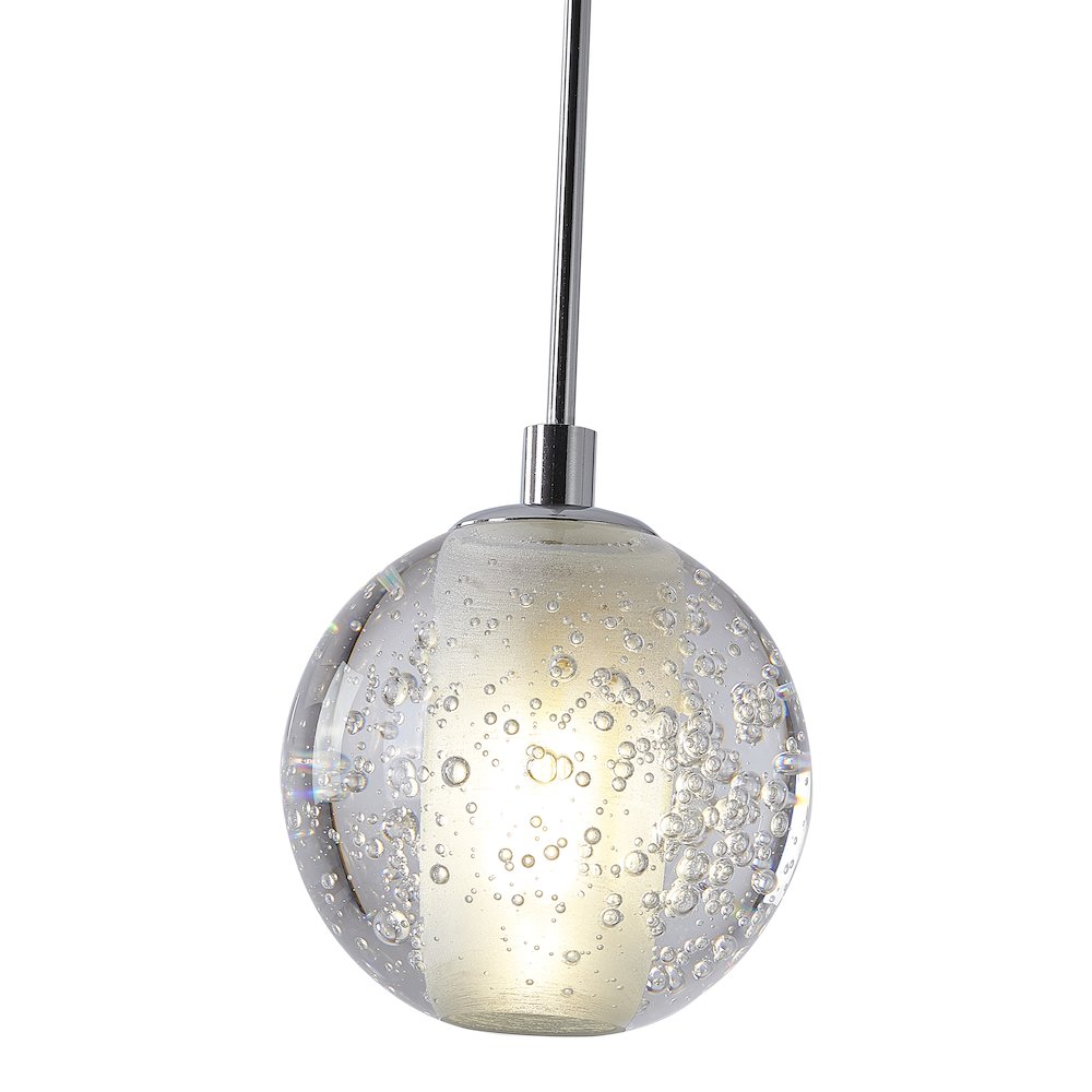 1-Light Chrome Single Pendant With A Clear Bubble Shade