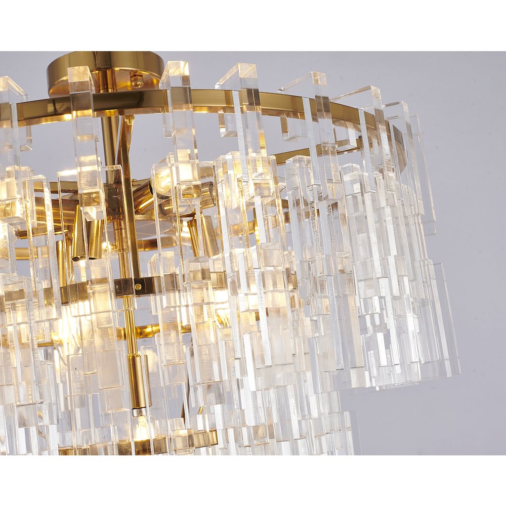 10-Light Antique Bronze Chandelier With Clear Acrylic Links