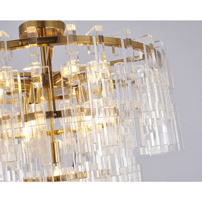 10-Light Antique Bronze Chandelier With Clear Acrylic Links