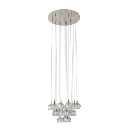 23-Light Polished Nickel Chandelier With Clear Crystal Shades