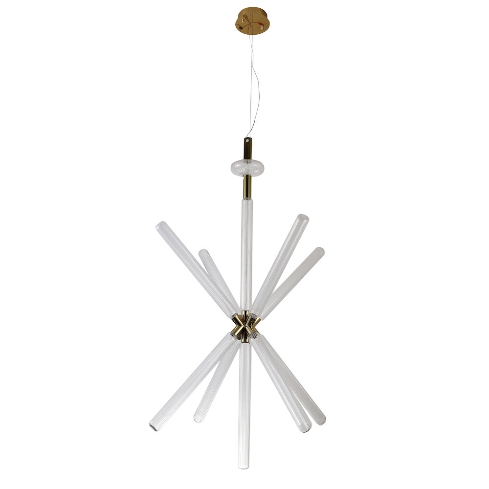 10-Light Gold LED Chandelier With Sputnik Clear Glass Shades