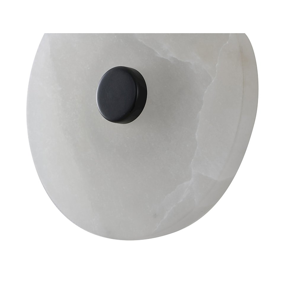 1-Light Satin Black Metal LED Wall Sconce With A Alabaster Shade