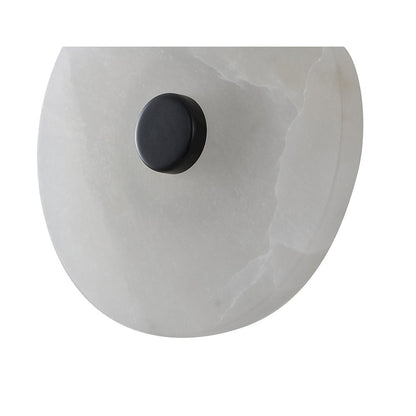 1-Light Satin Black Metal LED Wall Sconce With A Alabaster Shade