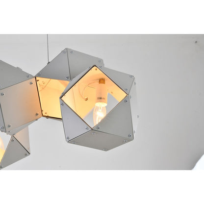 11-Light White Exterior And Interior Geometric Block Chandelier