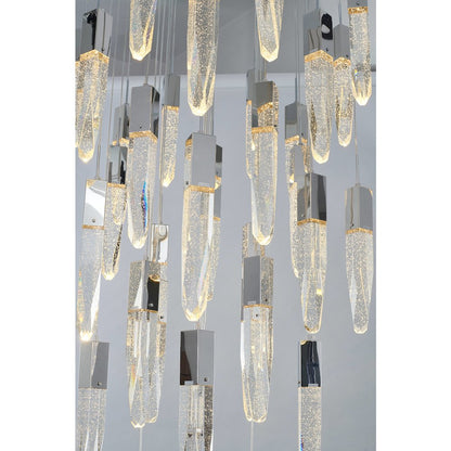 41-Light Chrome Chandelier With A Clear iceberg bubble Crystal