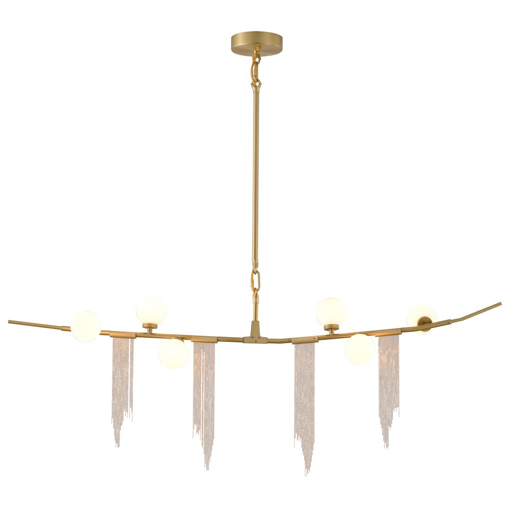 6-Light Gold Chandelier With Copper Chain And Glass Shades