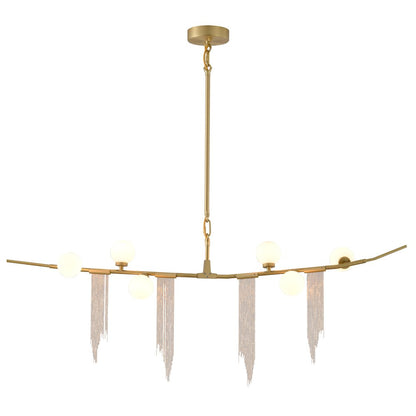 6-Light Gold Chandelier With Copper Chain And Glass Shades