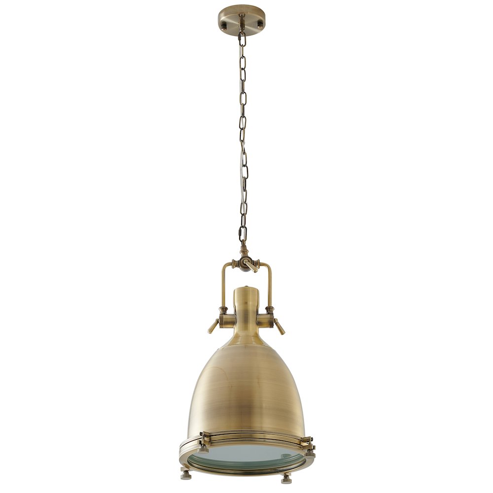 1-Light Brass Iron Single Pendant With A Frosted Glass Shade