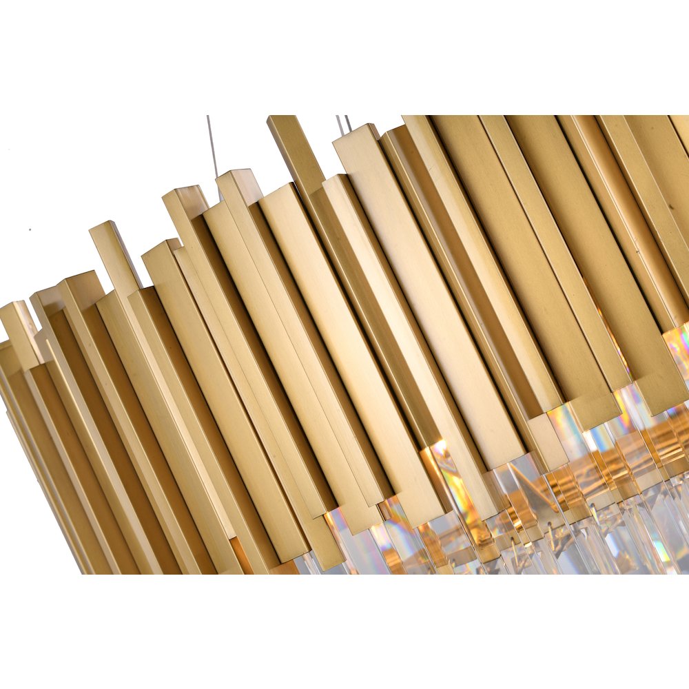 6-Light Gold Stainless Steel Chandelier With Clear Crystals