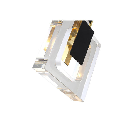 1-Light Black Leather Strap Pendant With A Clear Crystal Block