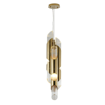 6-Light Gold Single Pendant With Clear Glass Shades