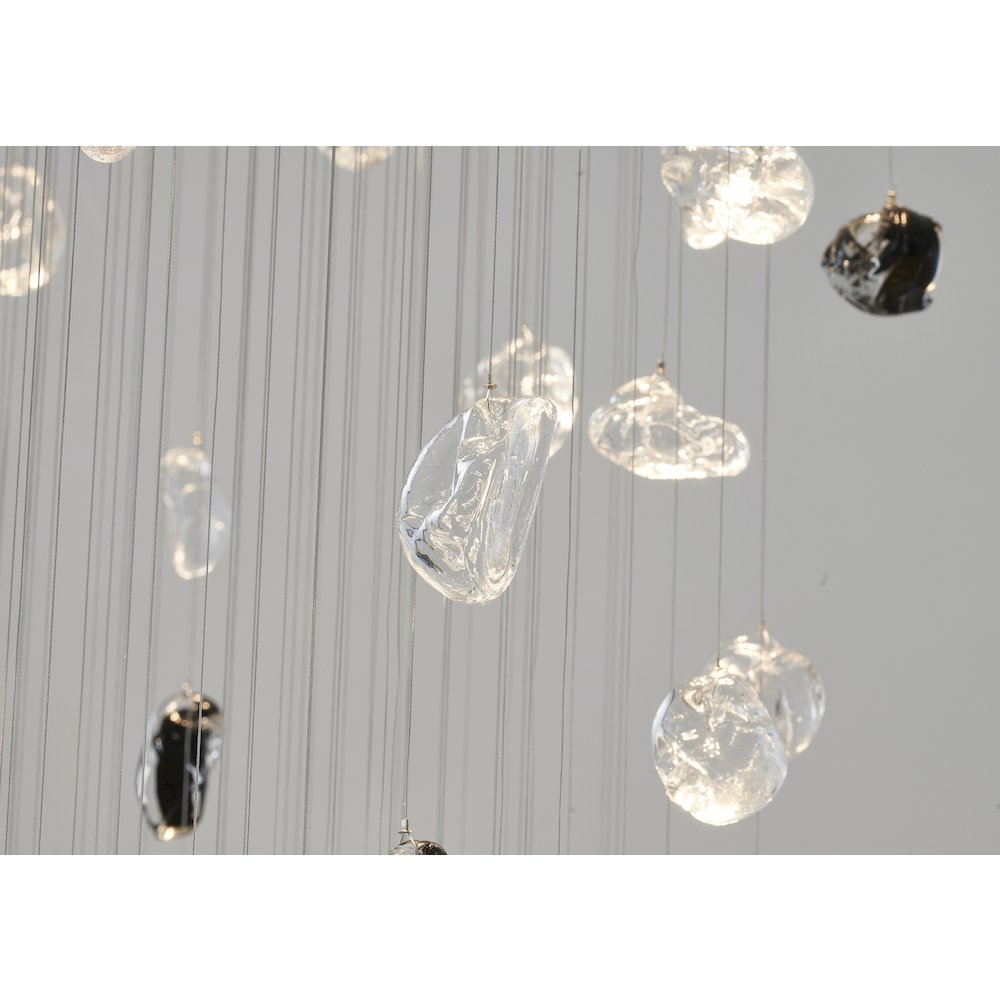 9-Light Chrome Chandelier With Clear And Amber Glass Stones