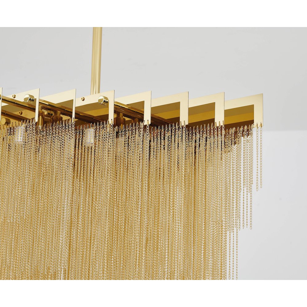 16-Light Gold Chandelier With Hanging Aluminum Chains