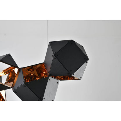 8-Light Black Block Chandelier With A Copper Interior