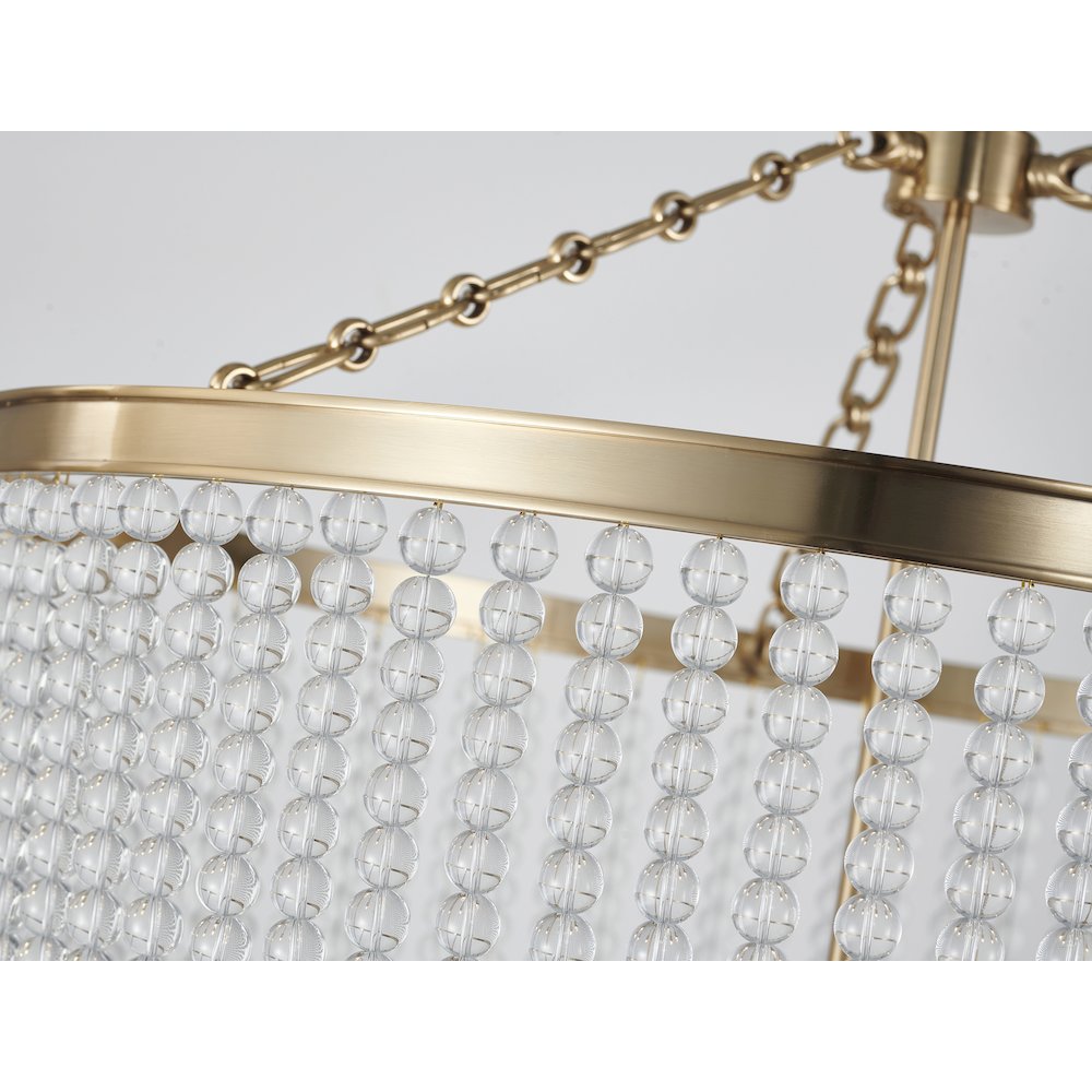 8-Light Gold Chandelier With Clear Beaded hanging Glass