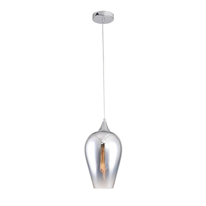 1-Light Chrome Pendant With A Reflective Chrome Faded Glass Shade