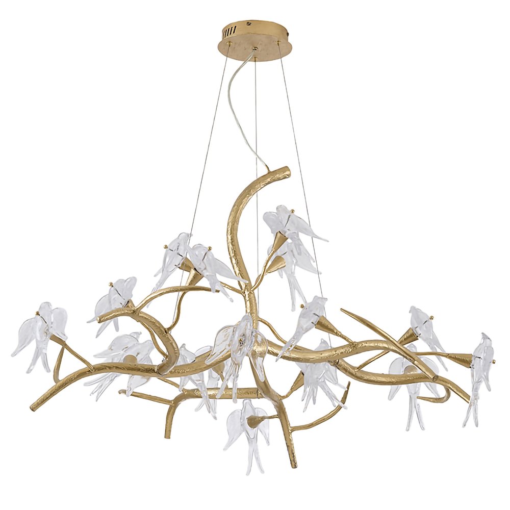 18-Light Gold Aluminum Chandelier With Clear Glass