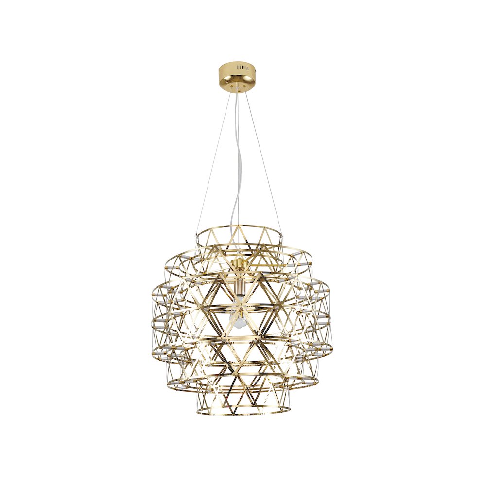 85-Light Dimmable Gold Stainless Steel LED Chandelier in a 5-Tier Design