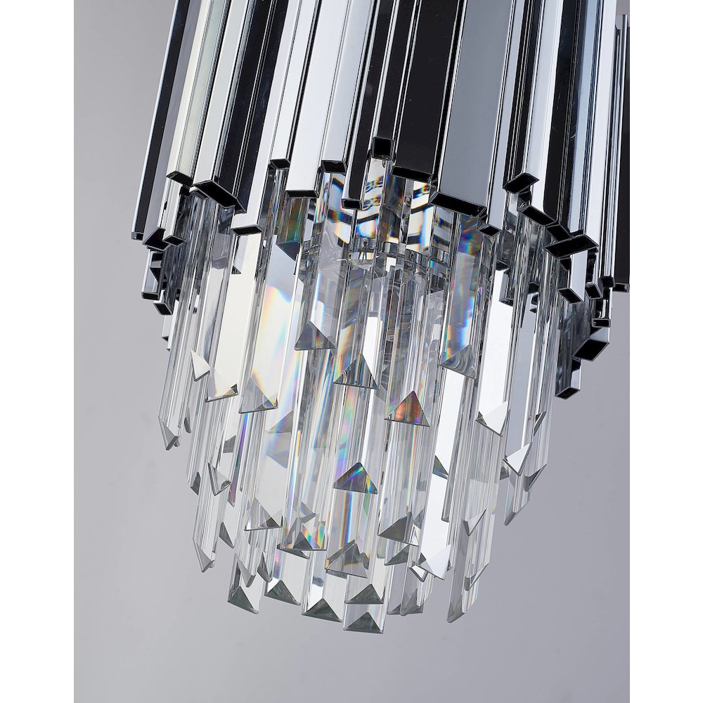 4-Light Chrome Stainless Steel Pendant With Clear Crystals