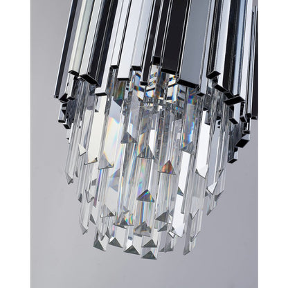 4-Light Chrome Stainless Steel Pendant With Clear Crystals