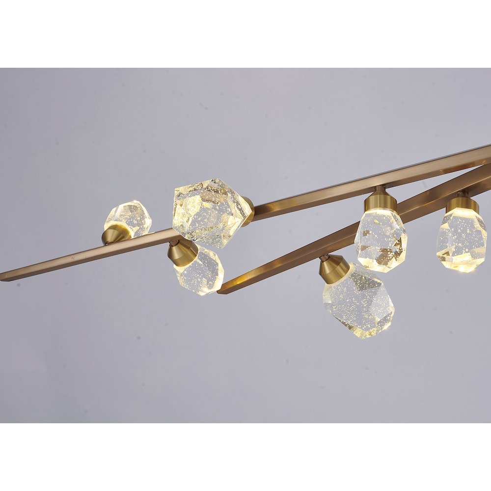 12-Light Gold LED Chandelier With Clear Bubble Crystals