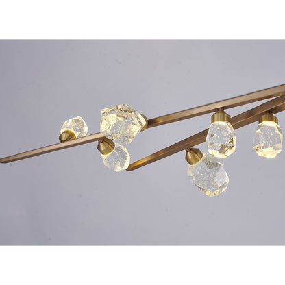 12-Light Gold LED Chandelier With Clear Bubble Crystals