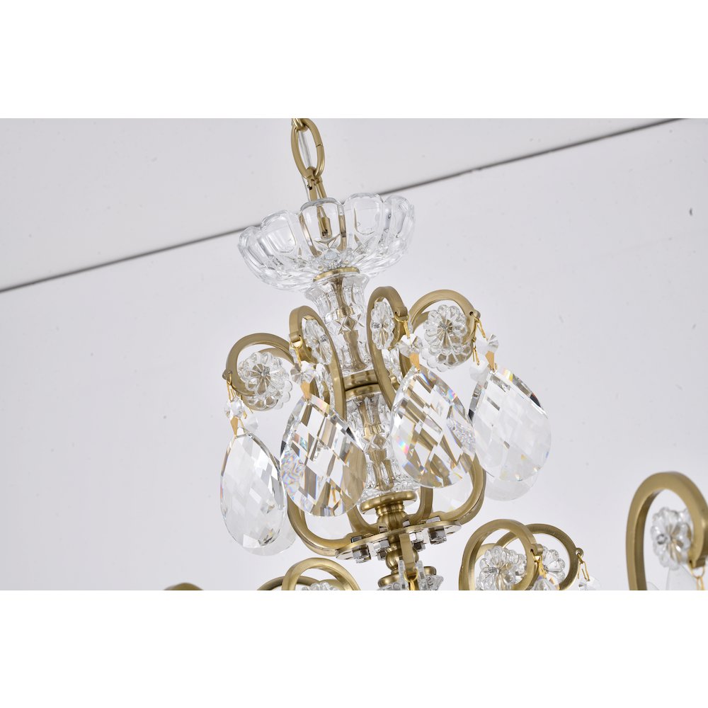 8-Light Antique Brass Chandelier With Clear Crystals